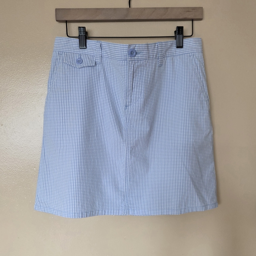 Vtg Polo Jeans Co Ralph Lauren Y2K Blue White Gingham Plaid Mini Skirt 6 90s